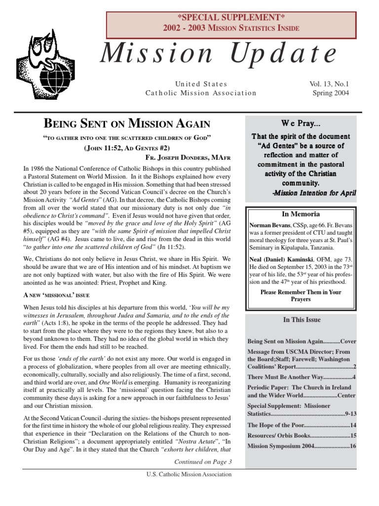 USCMA Mission Update Spring 2004 | PDF | Human Security | Christian Mission