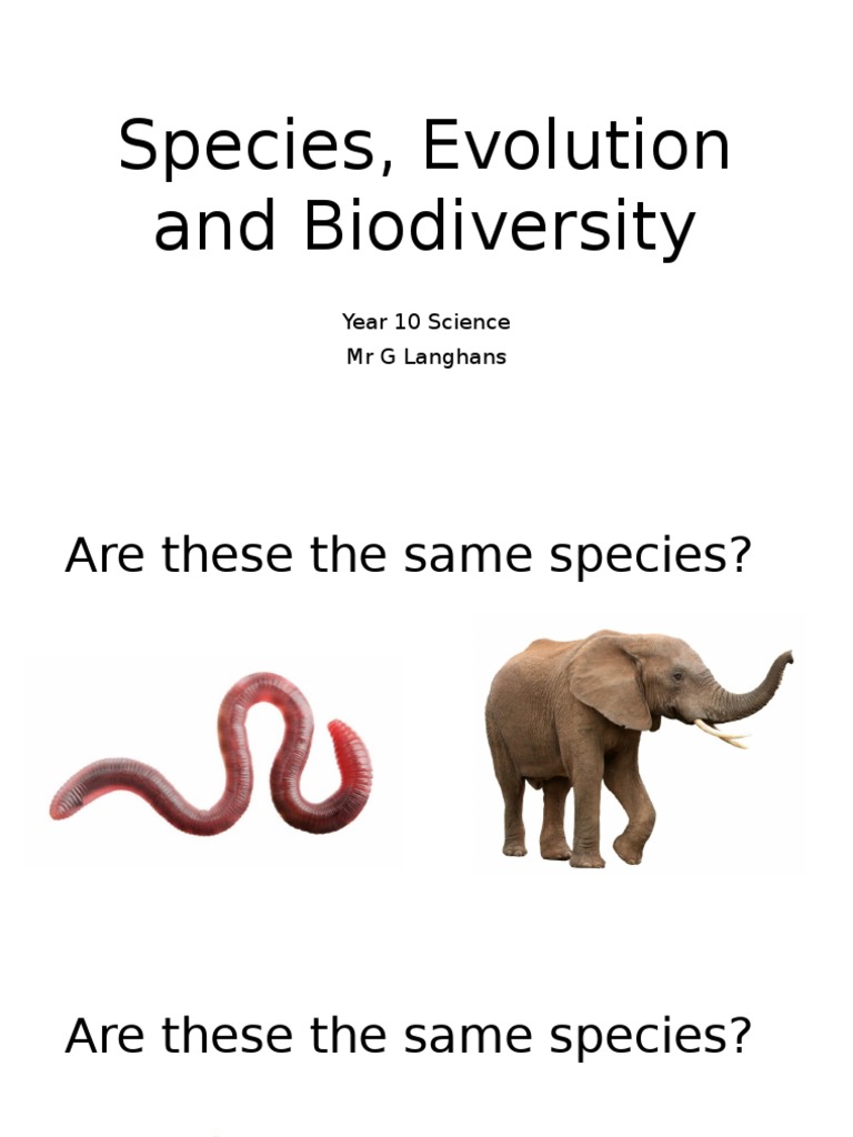 Species, Evolution and Biodiversity: Year 10 Science MR G Langhans ...