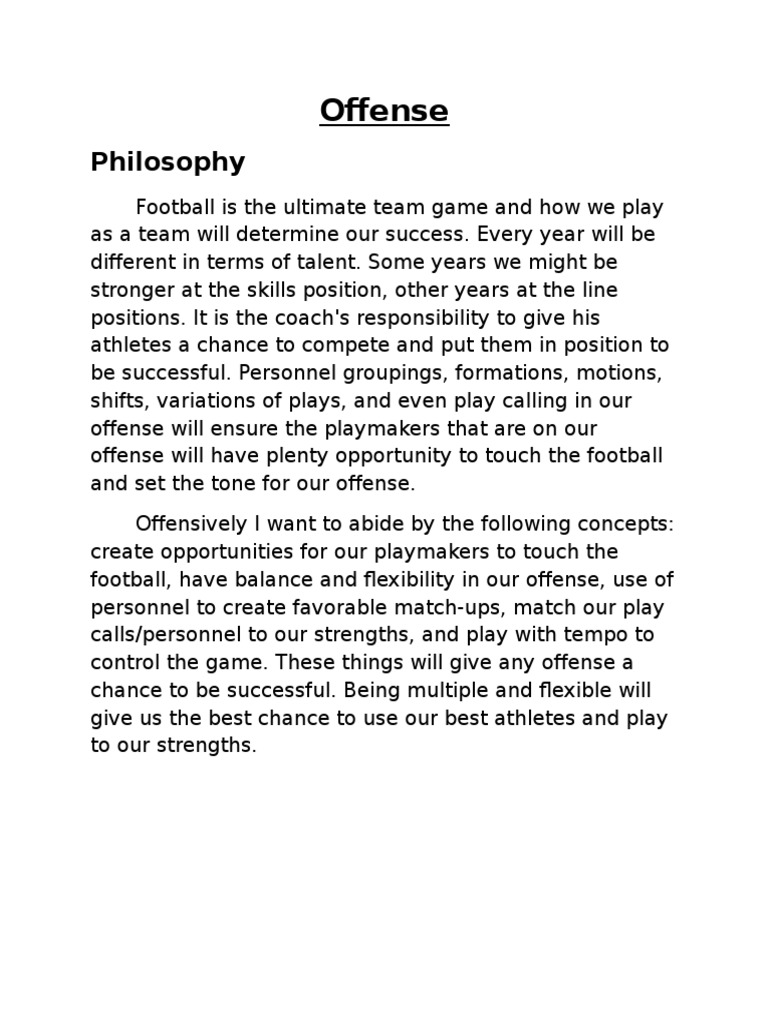 Offensive Philosophy PDF Sports American Football