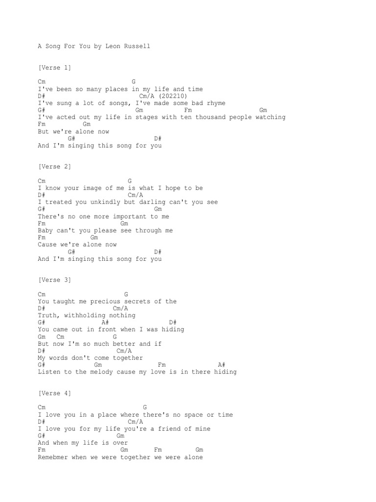 A Song For You - Leon Russell | PDF | Songs | Recorded Music