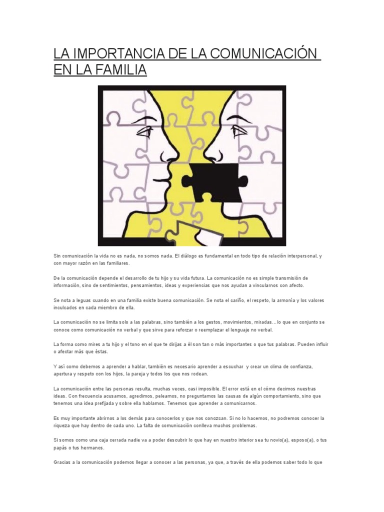 La Importancia de La Comunicación en La Familia | PDF | Comunicación no ...