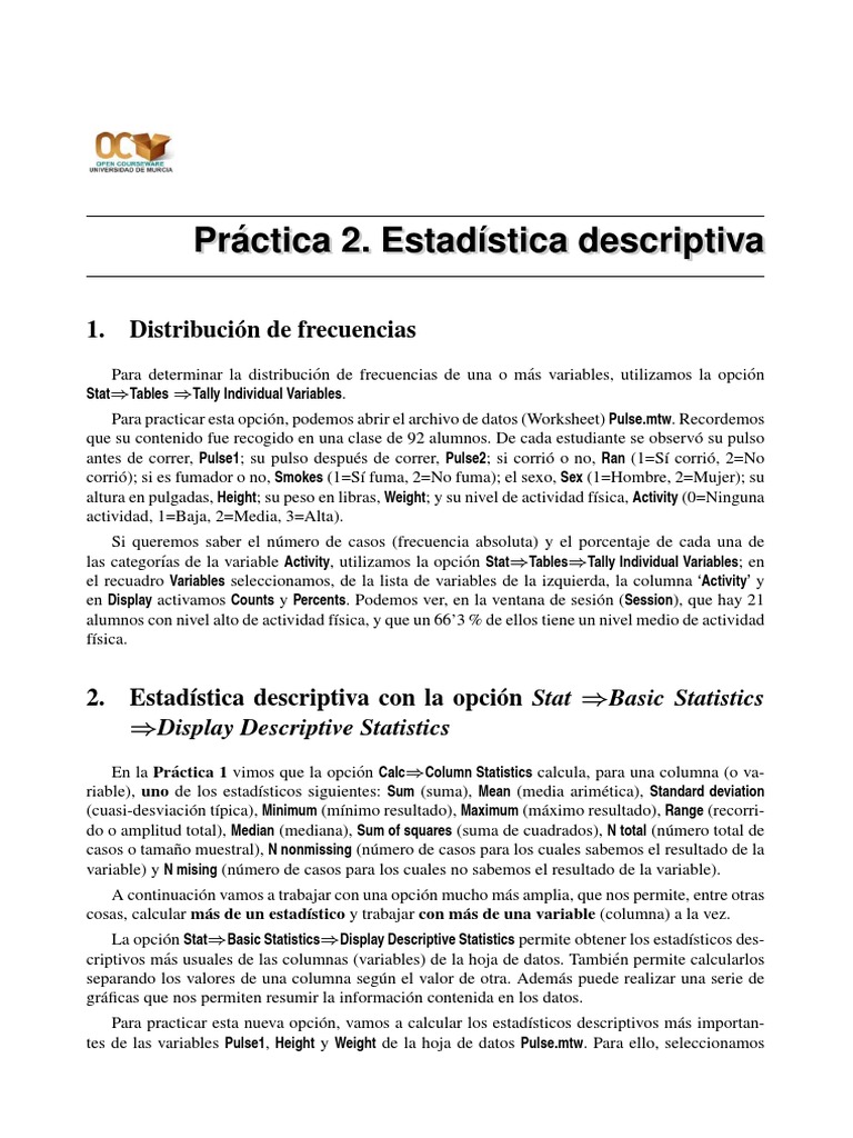 Practica 2 Minitab Pdf Pdf Histograma Mediana