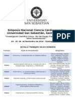 Trabajos Seleccionados, Simposio Nacional Ciencia Cardiovascular Uss Santiago 2016