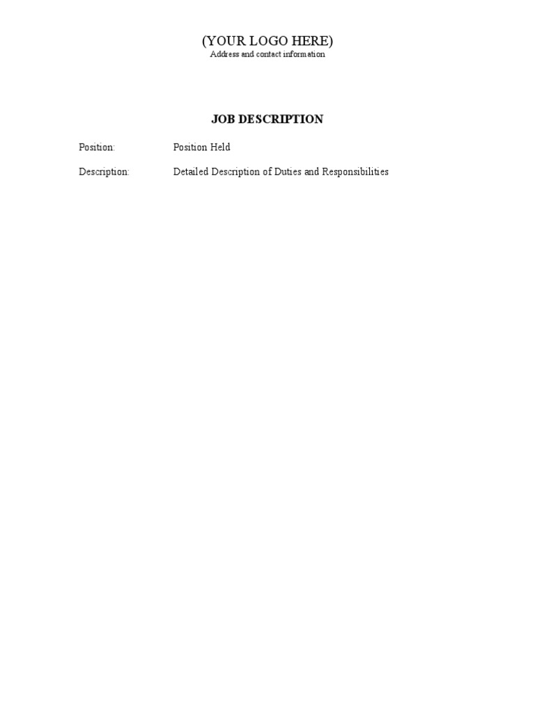 (Your Logo Here) : Job Description | PDF | Business