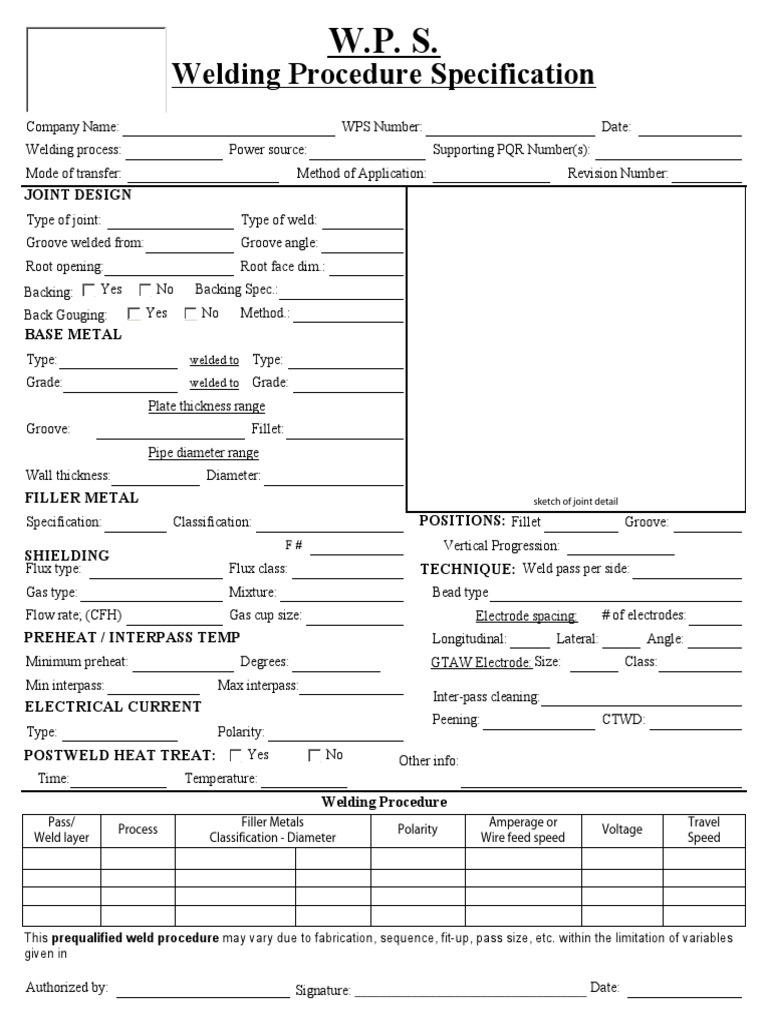 Blank Welding Procedure Spec. PDF