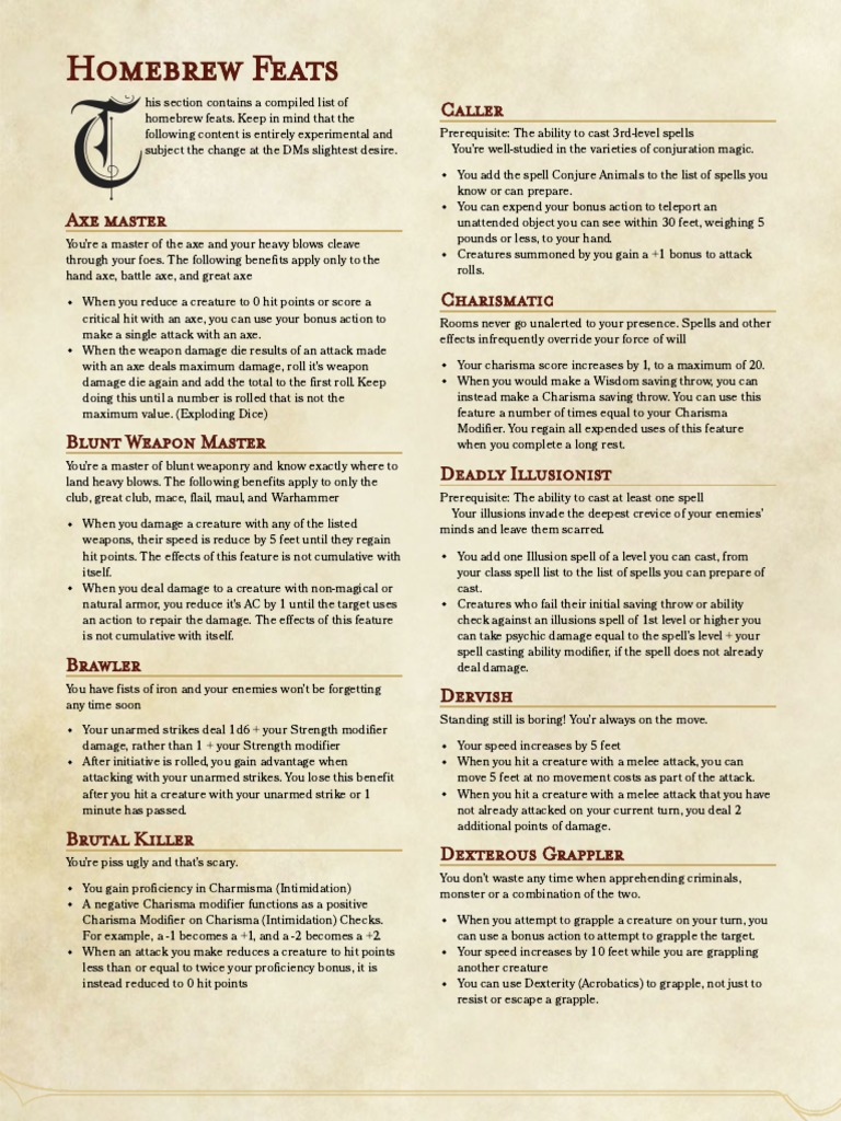 D&D homebrew Feats Magician (Fantasy) Armed Conflict