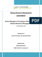 Senior Manager's Perception of The Practice of Human Resource Management