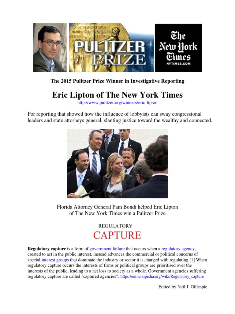 Eric Lipton-NYT 2015 Pulitzer Prize Winner in Investigative Reporting | PDF  | Lawyer | Social Institutions