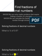 WALT Find Fractions of Decimal Numbers REVISED