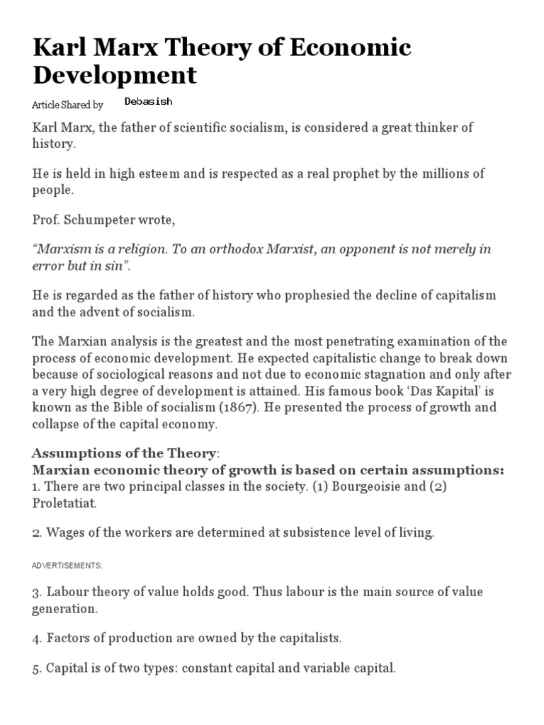 Karl marx theory of economic development pdf