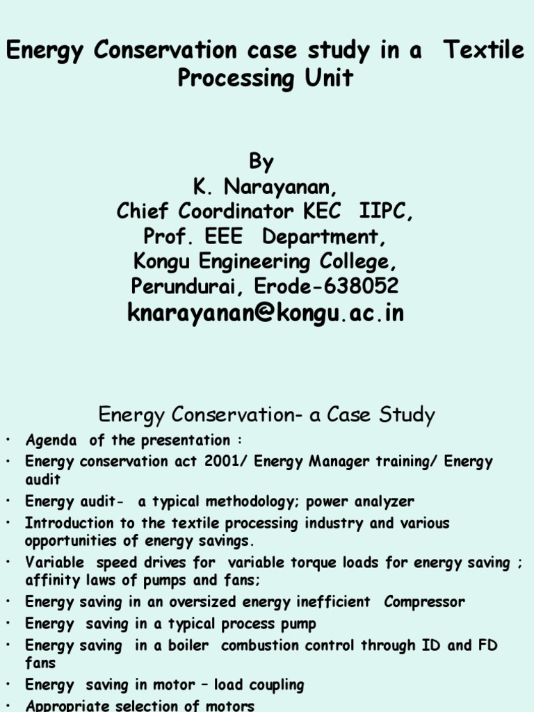 Energy Conservation in Textile Industry | PDF | Engines | Energy ...