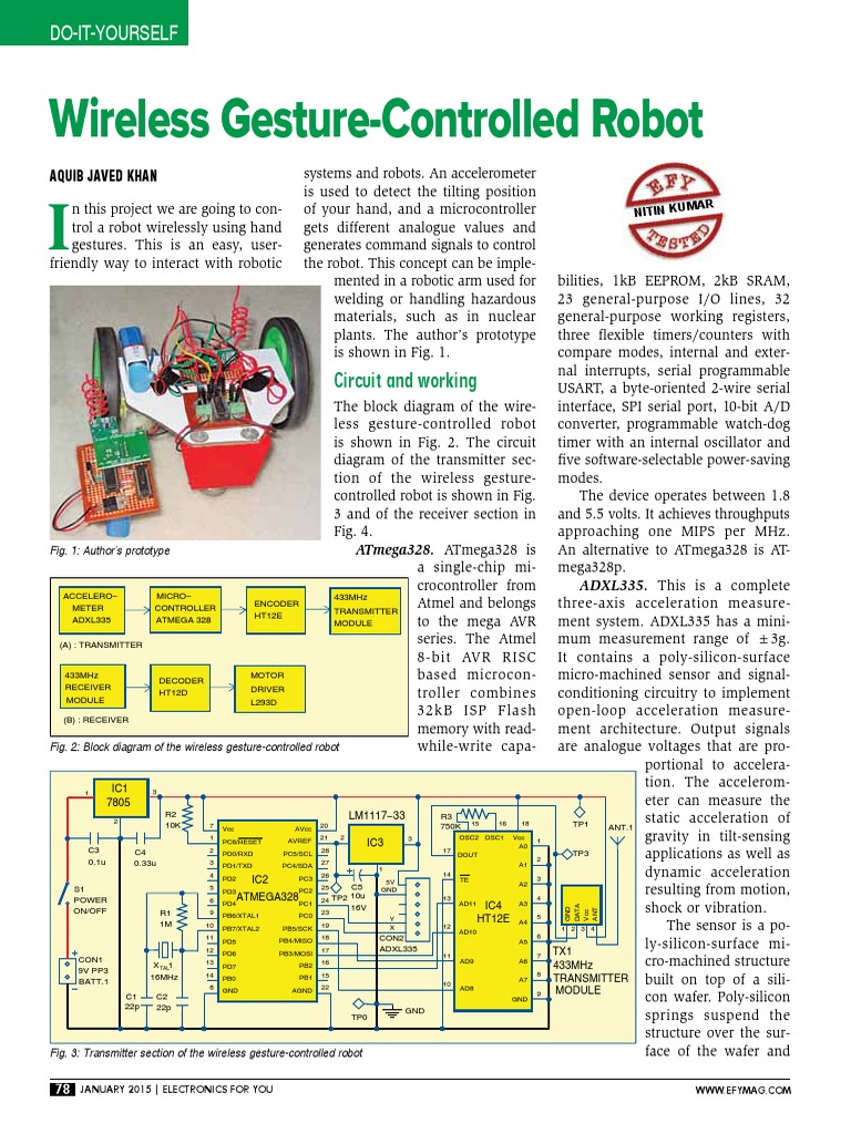 Hand Gesture Control Robot PDF PDF Arduino Printed Circuit Board