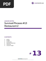 Survival Phrases #13 Restaurant 2: Lesson Notes