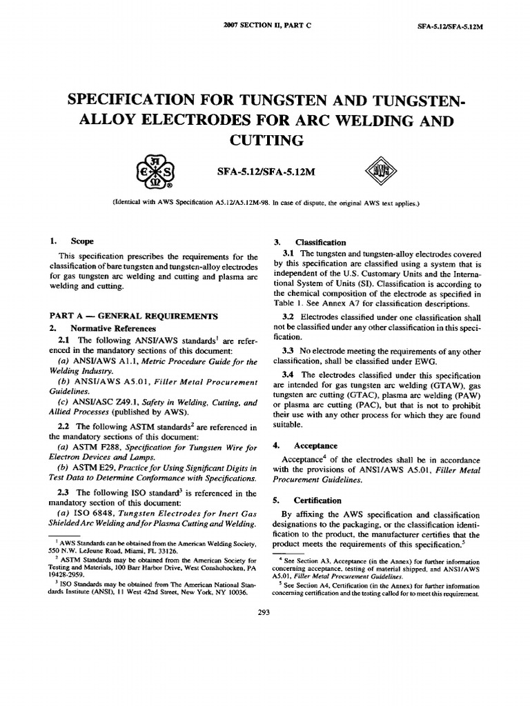 Sfa-5.12 Sfa-5.12m | PDF