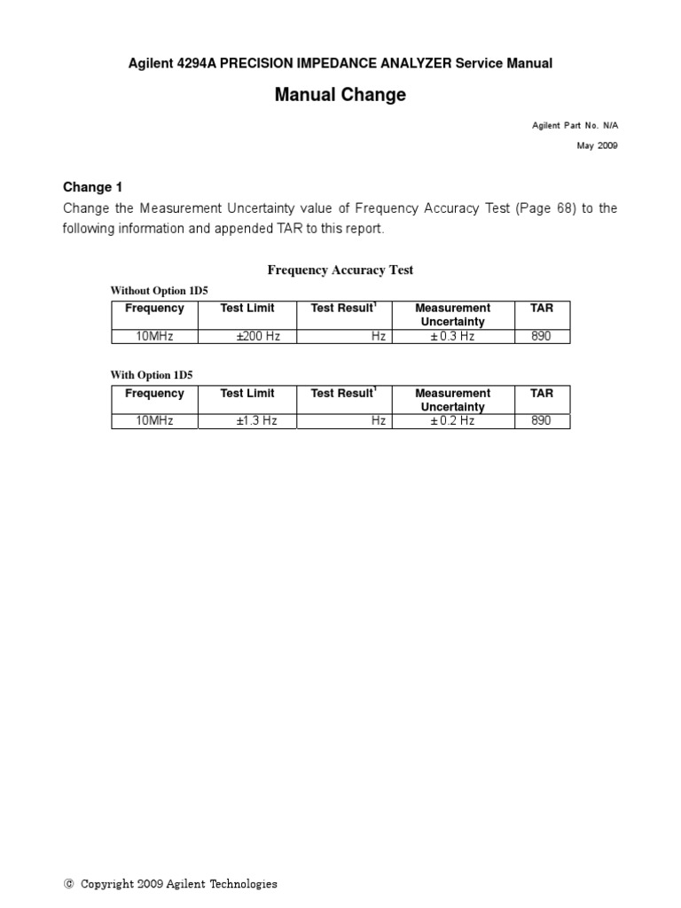 ファストマニュアルA At Man Agilent4294aServiceManual PDF | PDF | Hertz | Accuracy And