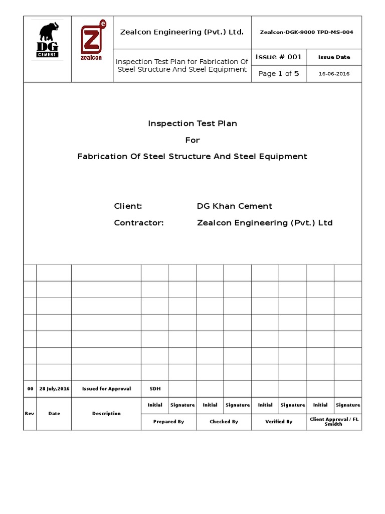 Fabrication of Steel Structure and Steel Equipment (Itp) PDF Specification (Technical