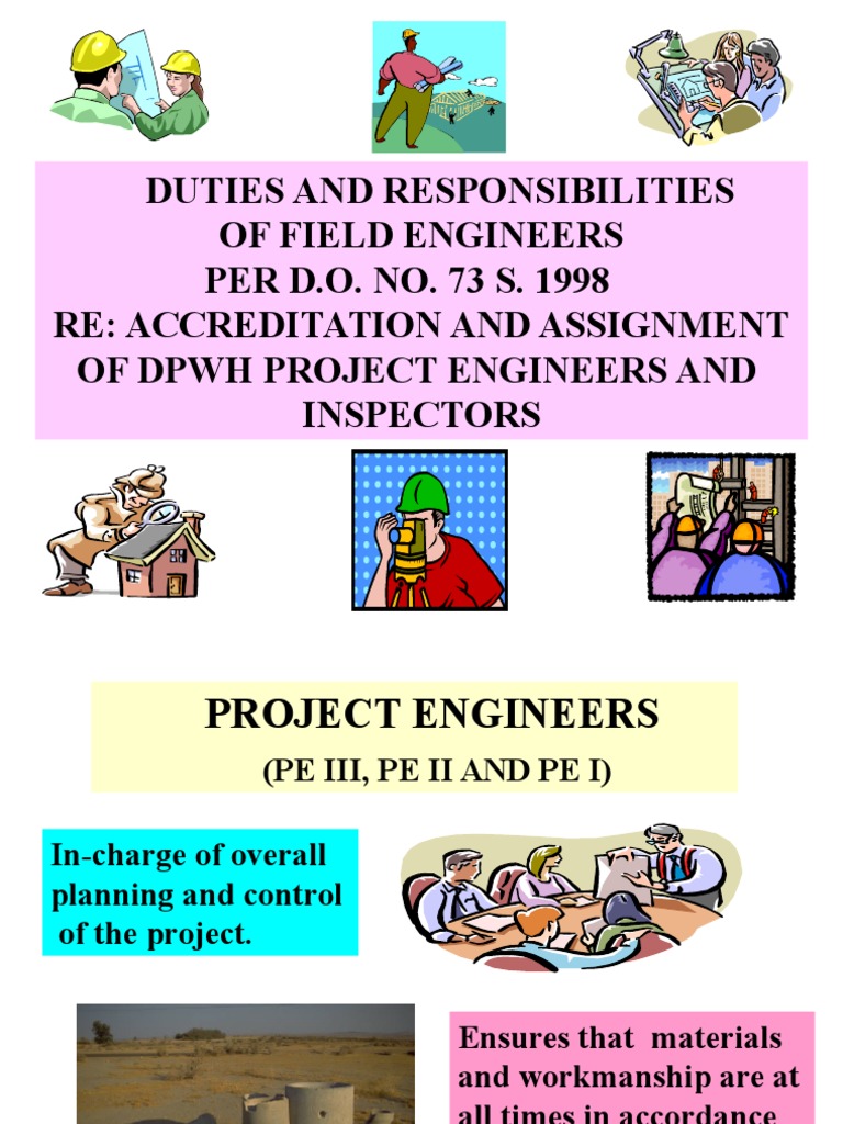 DPWH Field Engineer Responsibilities | PDF | Specification (Technical ...