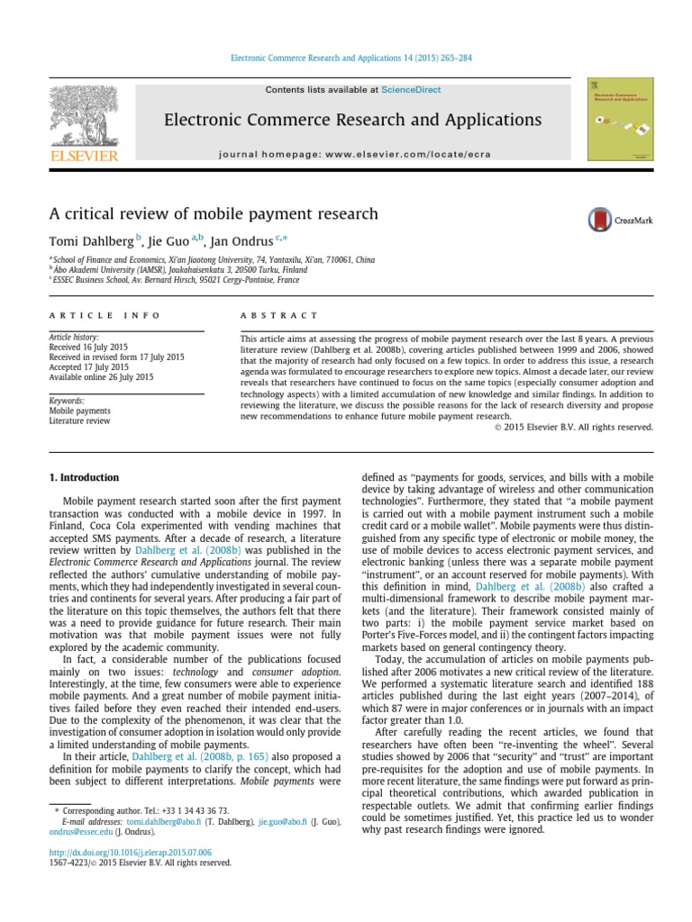 critical review of mobile payment research