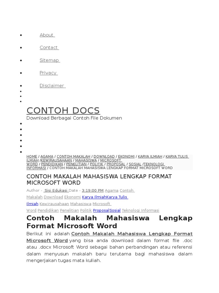 Contoh Makalah Mahasiswa Contoh Makalah Mahasiswa