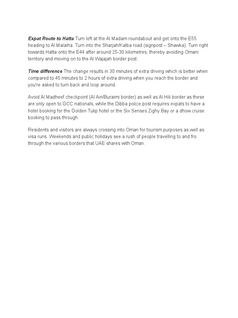 Expat Route to Hatta via Al Wajajah | PDF