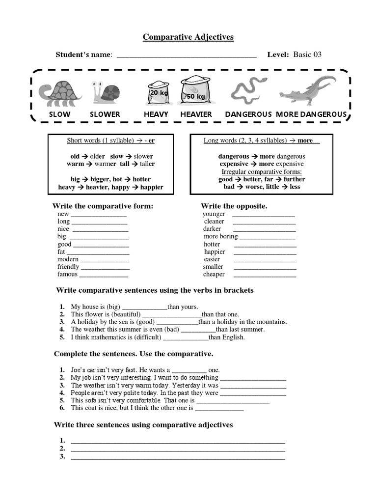 Comparative Adjectives | PDF | Language Arts & Discipline