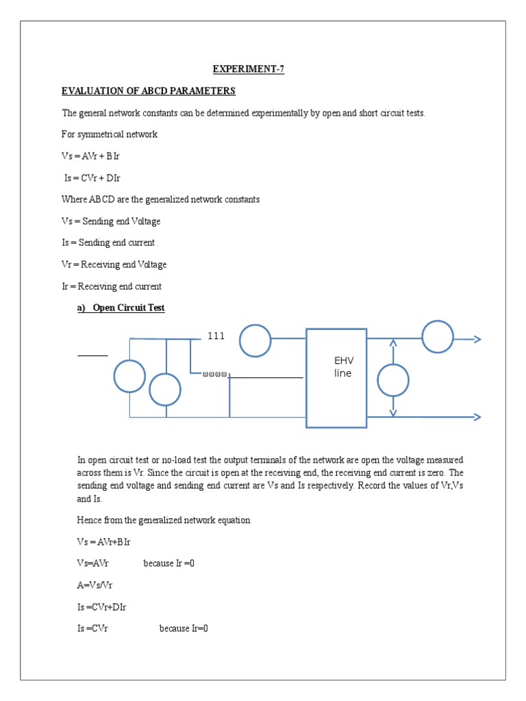 Experiment-7 Evaluation of Abcd Parameters | PDF