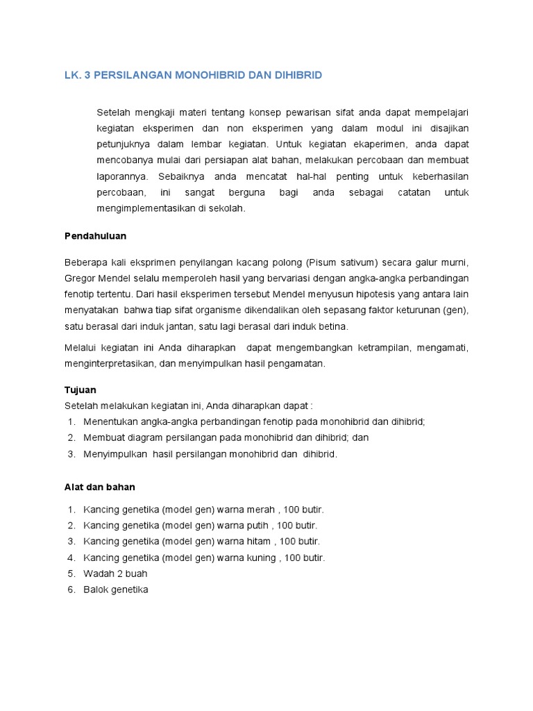LK 3 Monohibrid Dan Dihibrid PDF