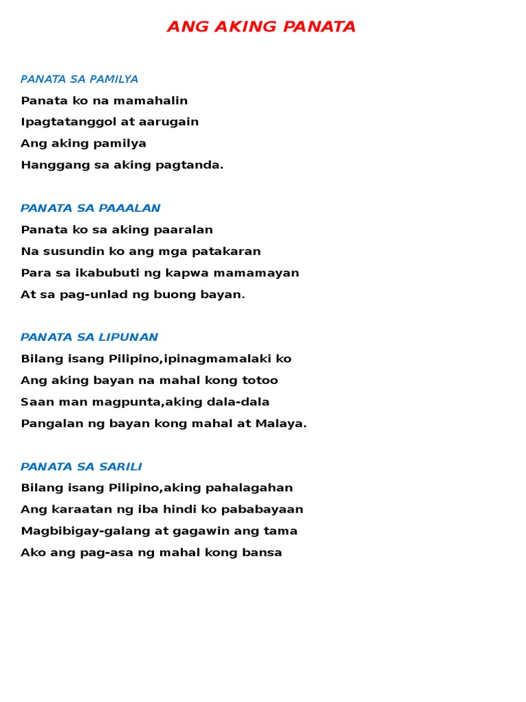 Ang Aking Panata | PDF