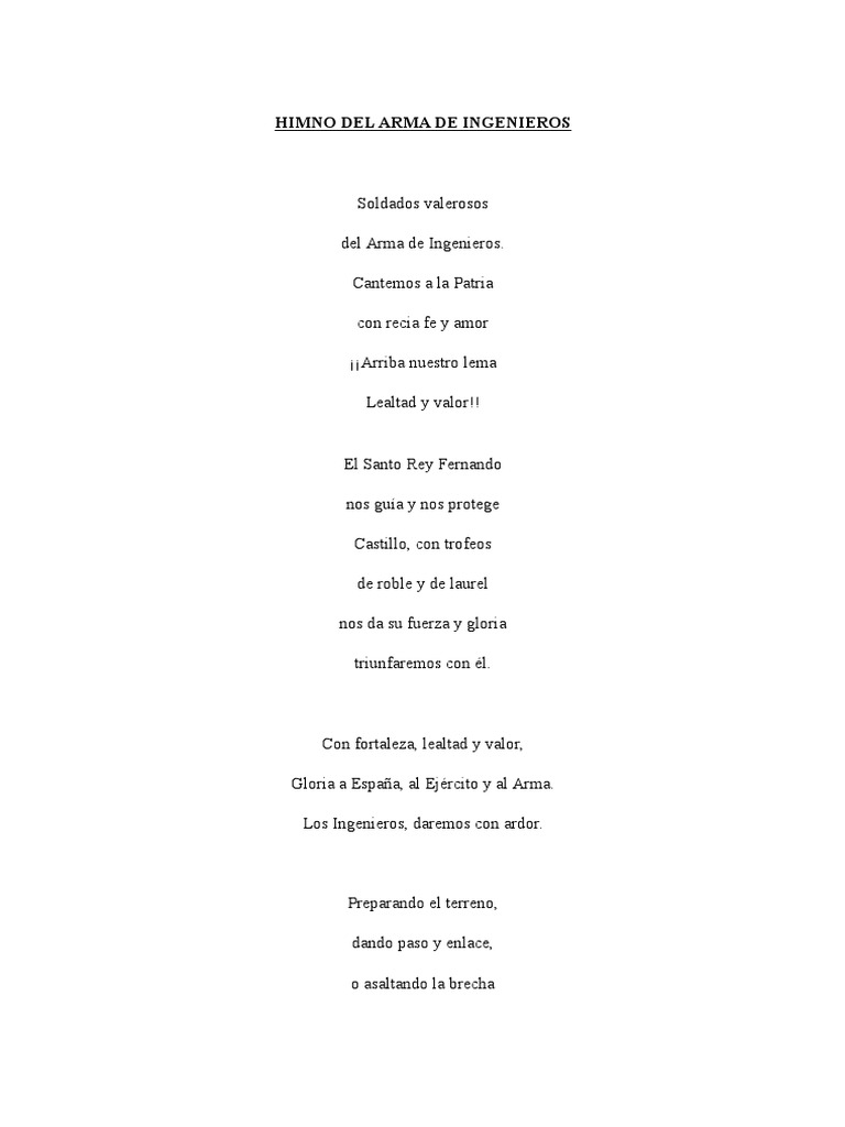 Himno del Arma de Ingenieros | PDF | Historia