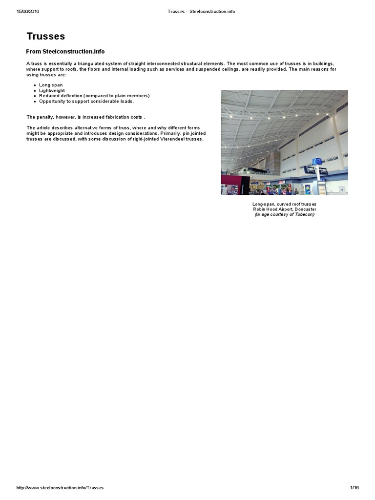 Trusses - Steelconstruction | PDF | Truss | Buckling