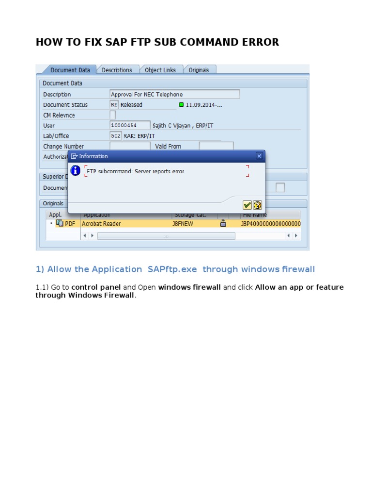 Fixing SAP FTP Subcommand Errors | PDF | Business | Computers