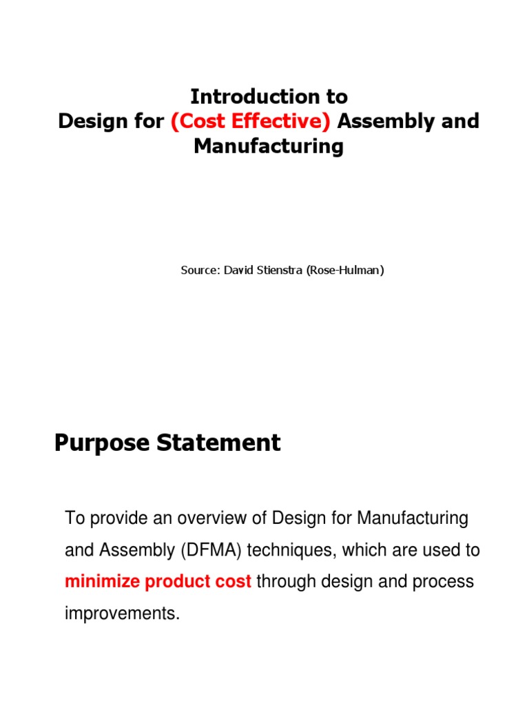Introduction To Design For Assembly and Manufacturing PDF | PDF ...