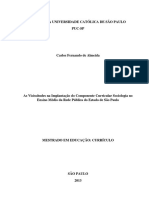 Disertação Implantação Do Componente Curricular Sociologia Sp