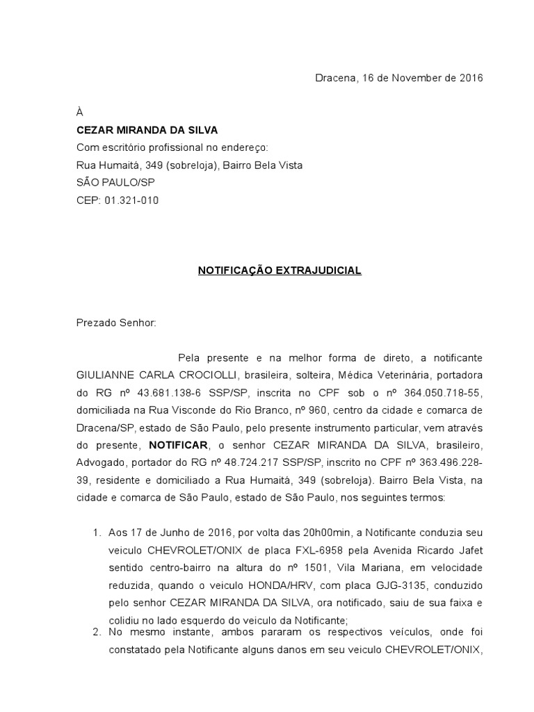 Notificacao Extrajudicial | PDF
