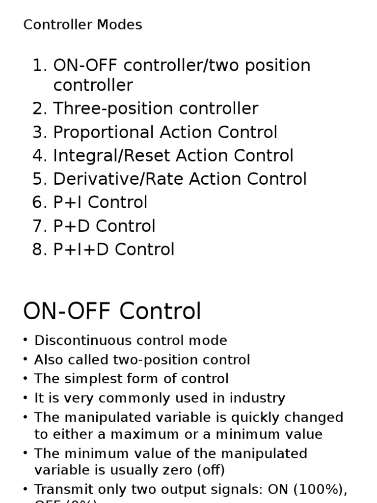 Overview of Controller Modes | PDF | Amplifier | Electrical Circuits