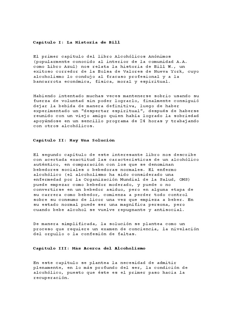 Resumen Libro Azul Aa Bill W. Bienestar