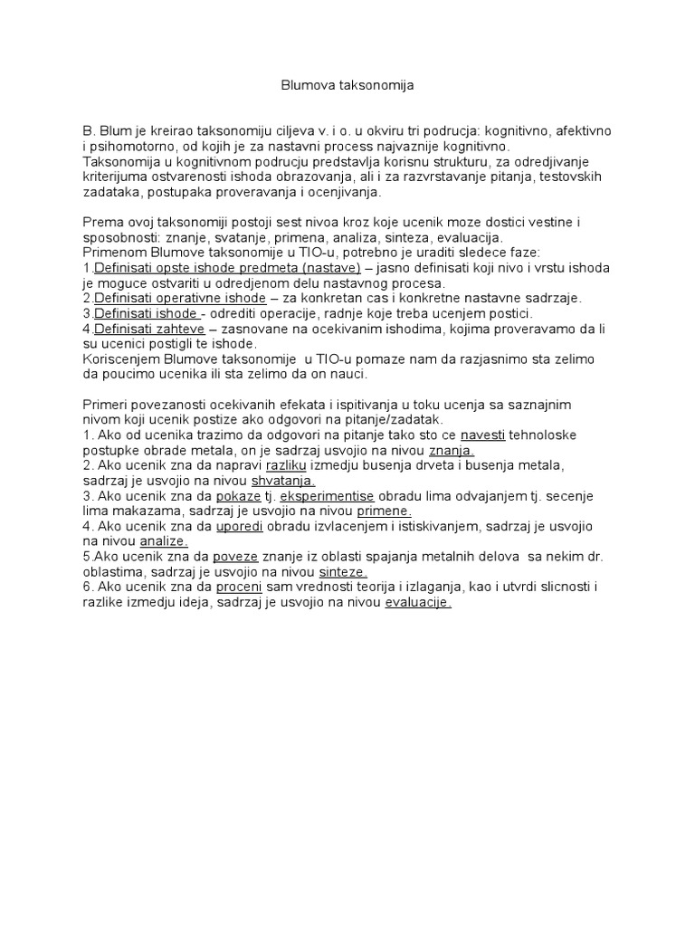 Blumova Taksonomija | PDF