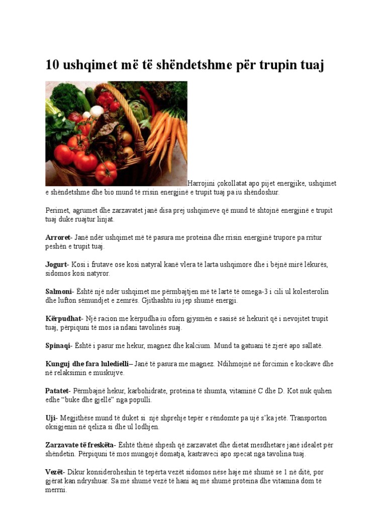 10 Ushqimet Më Të Shëndetshme Për Trupin Tuaj Pdf