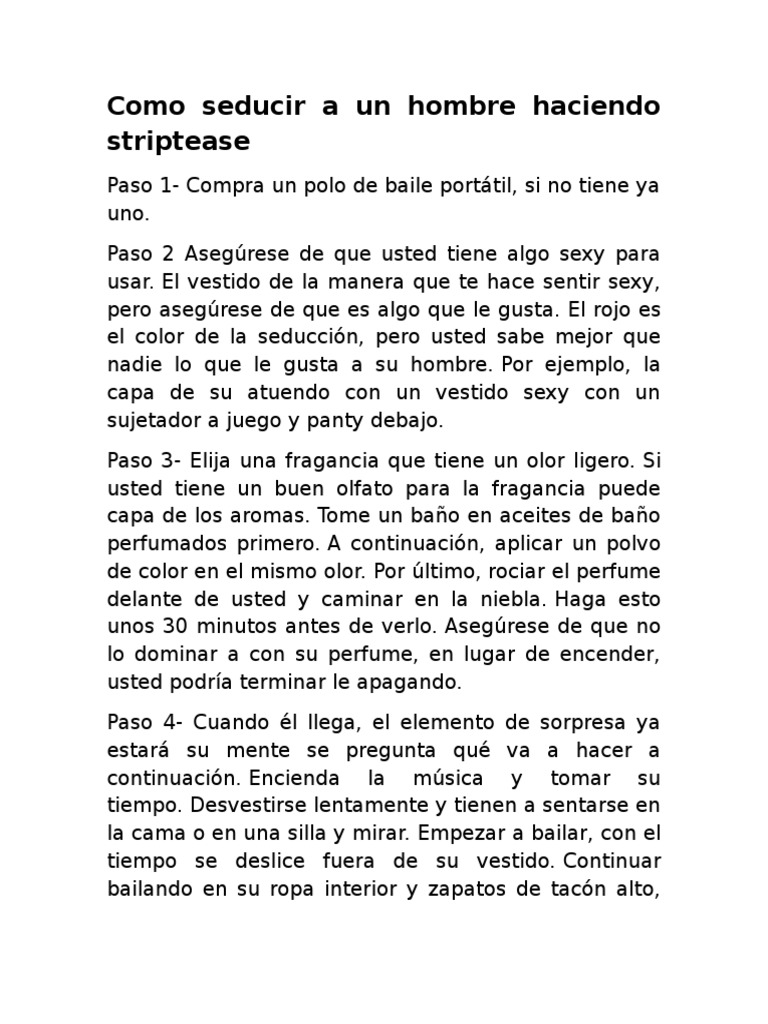 Como Seducir A Un Hombre Haciendo Striptease | PDF | Estriptís | Perfume
