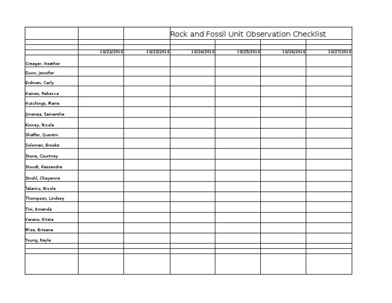 Rock and Fossil Unit Checklist | PDF | Social Science