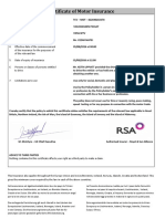 Certificate of Motor Insurance details