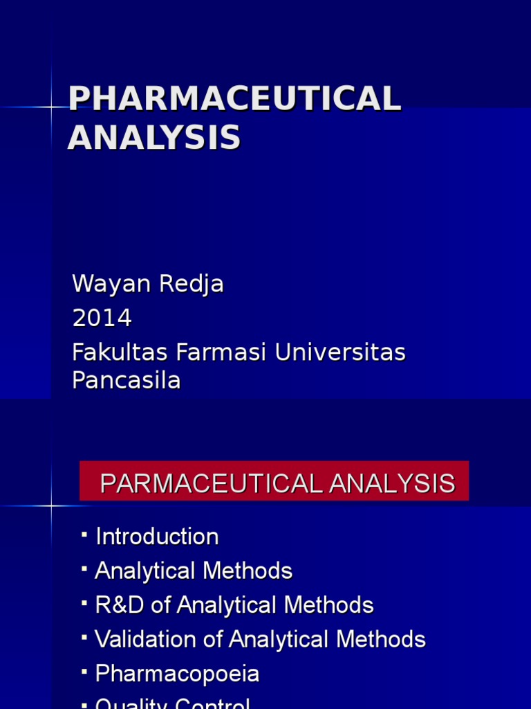 Pharmaceutical Analysis 2014