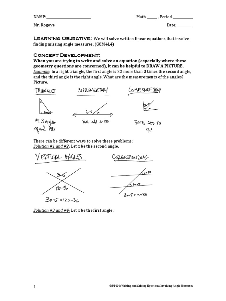 Solve Angle Measure Equations | PDF | Angle | Triangle