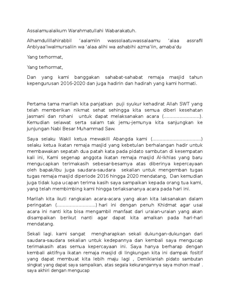 Contoh Sambutan Ketua Panitia Qurban Di Sekolah Di - IMAGESEE