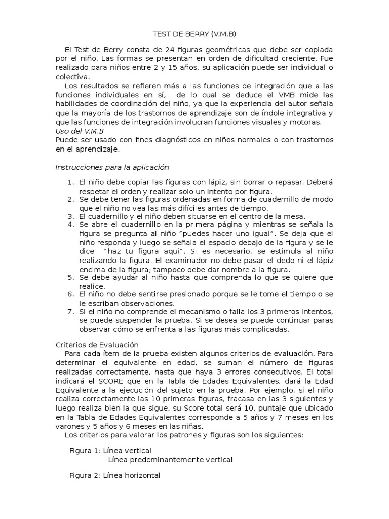 Test de Berry: Evaluación Visomotora | PDF | Triángulo | Longitud