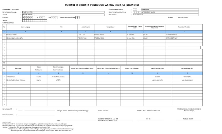 Formulir Biodata Penduduk WNI | PDF | Kesehatan Holistik | Gaya Hidup