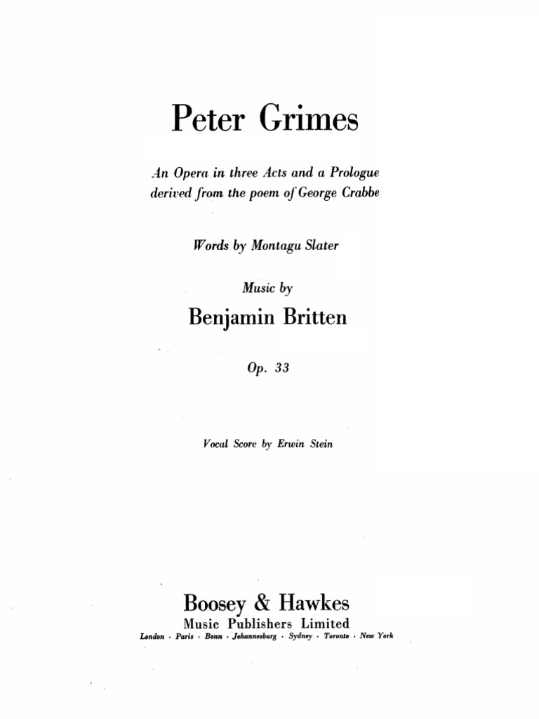 PETER GRIMES ブリテン ピアノヴォーカル譜 楽譜 Peter Grimes PDF | PDF