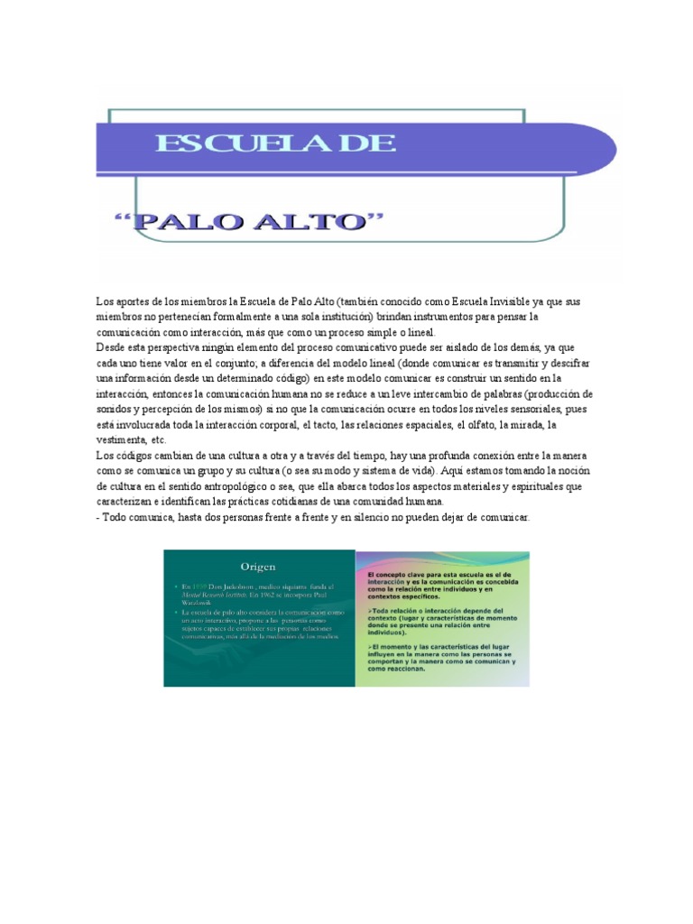 Escuela Palo Alto | Communication | Psychotherapy