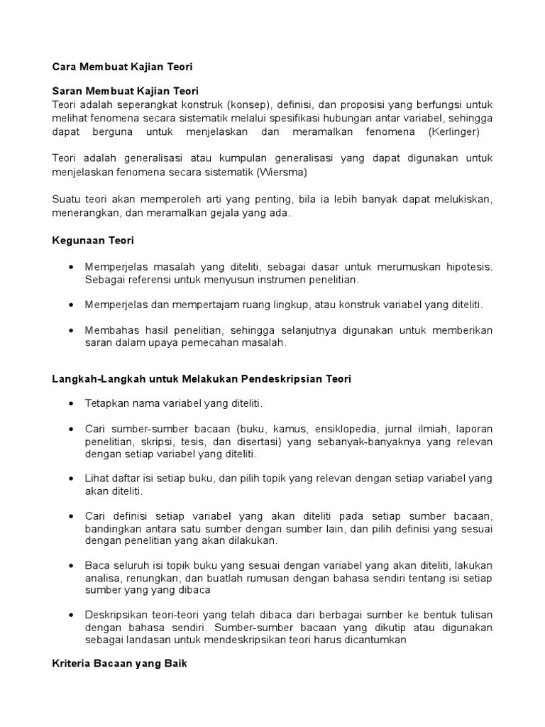 Cara Membuat Kajian Teori
