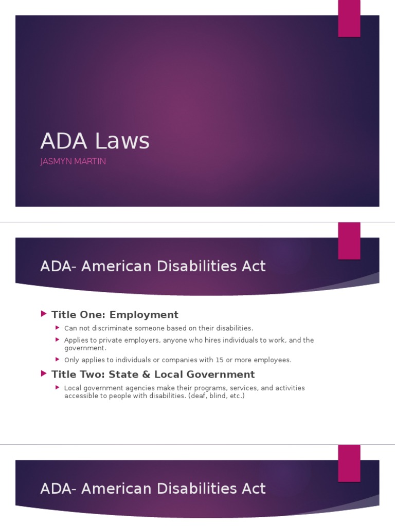 Ada Laws PDF Americans With Disabilities Act Of 1990 Hearing Loss